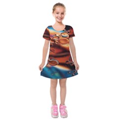 Copper Glow Kids  Short Sleeve Velvet Dress by artworkshop