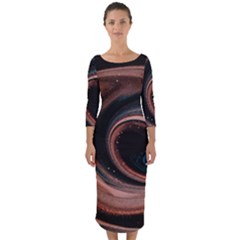 Abstrak Pattern Wallpaper Quarter Sleeve Midi Bodycon Dress