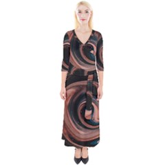 Abstrak Pattern Wallpaper Quarter Sleeve Wrap Maxi Dress