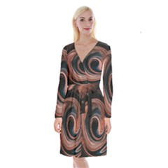 Abstrak Pattern Wallpaper Long Sleeve Velvet Front Wrap Dress