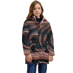 Abstrak Pattern Wallpaper Kid s Hooded Longline Puffer Jacket