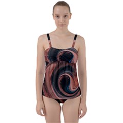 Abstrak Pattern Wallpaper Twist Front Tankini Set