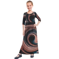 Abstrak Pattern Wallpaper Kids  Quarter Sleeve Maxi Dress by artworkshop