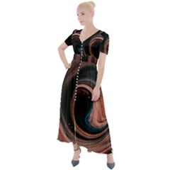 Abstrak Pattern Wallpaper Button Up Short Sleeve Maxi Dress