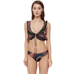 Abstrak Pattern Wallpaper Low Cut Ruffle Edge Bikini Set