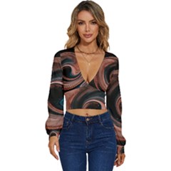 Abstrak Pattern Wallpaper Long Sleeve Deep-v Velour Top by artworkshop