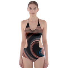 Abstrak Pattern Wallpaper Cut-out One Piece Swimsuit