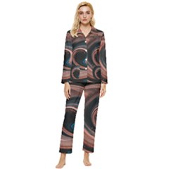 Abstrak Pattern Wallpaper Womens  Long Sleeve Velvet Pocket Pajamas Set