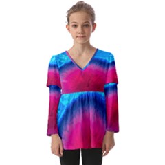 Experimental Liquids Kids  V Neck Casual Top