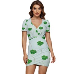 Decorative Plants Low Cut Cap Sleeve Mini Dress