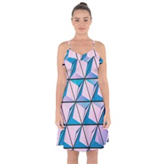 Geometric Shapes Pattern Ruffle Detail Chiffon Dress by artworkshop