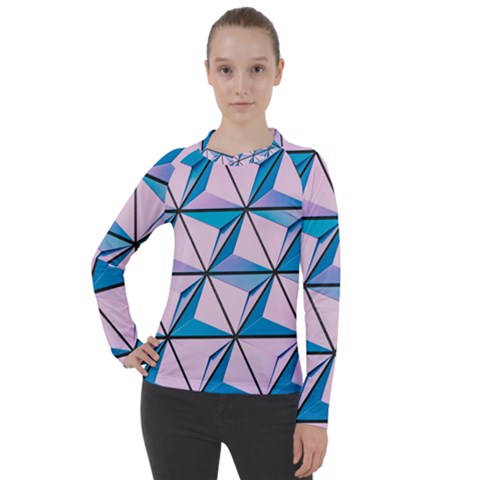 Geometric Shapes Pattern Women s Pique Long Sleeve Tee by artworkshop