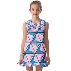 Geometric Shapes Pattern Kids  Pilgrim Collar Ruffle Hem Dress by artworkshop