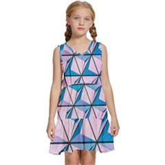 Geometric Shapes Pattern Kids  Sleeveless Tiered Mini Dress by artworkshop