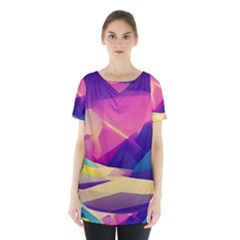 Abstract Geometric Landscape Art Skirt Hem Sports Top by danenraven