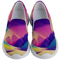 Abstract Geometric Landscape Art Kids Lightweight Slip Ons by danenraven