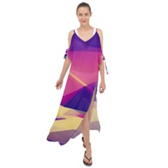 Abstract Geometric Landscape Art Maxi Chiffon Cover Up Dress by danenraven