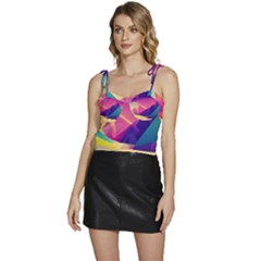 Abstract Geometric Landscape Art Flowy Camisole Tie Up Top