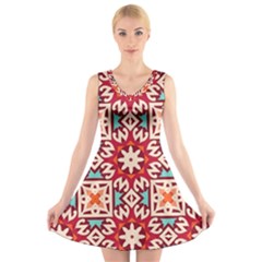 Geometric Pattern Seamless Abstract V-neck Sleeveless Dress by danenraven