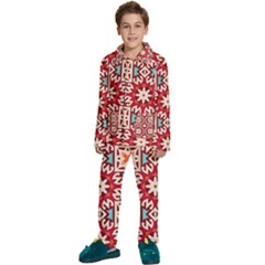 Geometric Pattern Seamless Abstract Kids  Long Sleeve Velvet Pajamas Set