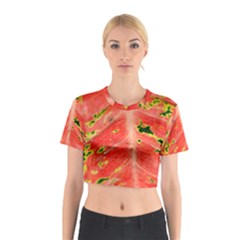 Aglonema Leaf Plant Pattern Flora Cotton Crop Top