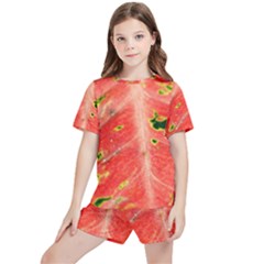 Aglonema Leaf Plant Pattern Flora Kids  Tee And Sports Shorts Set by danenraven