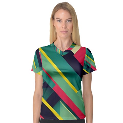 Pattern Abstract Geometric Design V-neck Sport Mesh Tee by danenraven