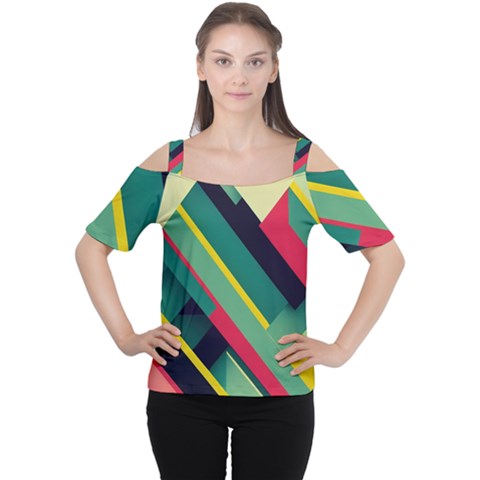 Pattern Abstract Geometric Design Cutout Shoulder Tee by danenraven