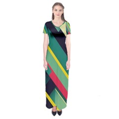 Pattern Abstract Geometric Design Short Sleeve Maxi Dress by danenraven