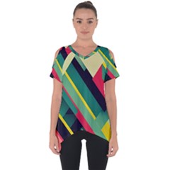 Pattern Abstract Geometric Design Cut Out Side Drop Tee by danenraven