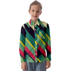 Pattern Abstract Geometric Design Kids  Long Sleeve Shirt by danenraven