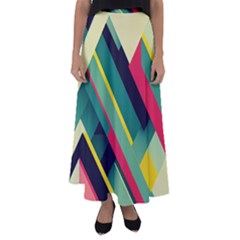 Pattern Abstract Geometric Design Flared Maxi Skirt by danenraven