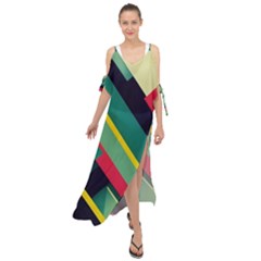 Pattern Abstract Geometric Design Maxi Chiffon Cover Up Dress by danenraven