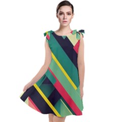 Pattern Abstract Geometric Design Tie Up Tunic Dress by danenraven