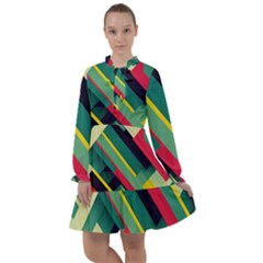 Pattern Abstract Geometric Design All Frills Chiffon Dress by danenraven