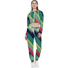 Pattern Abstract Geometric Design Cropped Zip Up Lounge Set by danenraven