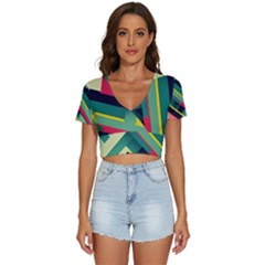 Pattern Abstract Geometric Design V-neck Crop Top