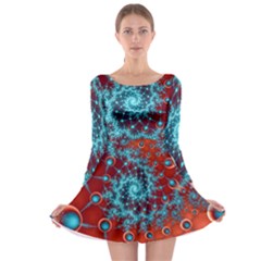 Fractal Pattern Background Long Sleeve Skater Dress by danenraven