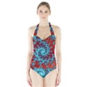 Fractal Pattern Background Halter Swimsuit View1