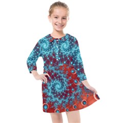 Fractal Pattern Background Kids  Quarter Sleeve Shirt Dress by danenraven