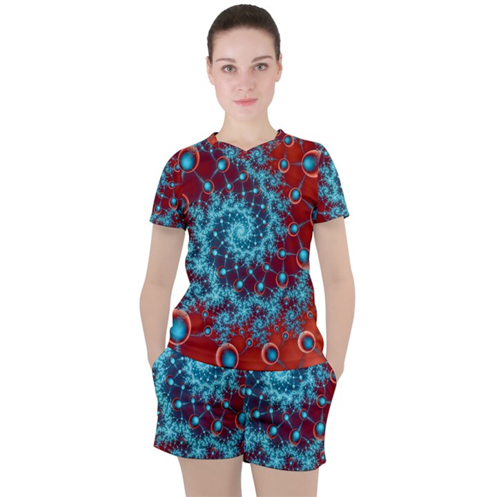 Fractal Pattern Background Women s Tee and Shorts Set