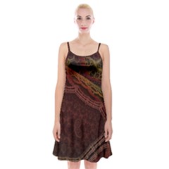 Fractal Pattern Geometric Pattern Spaghetti Strap Velvet Dress