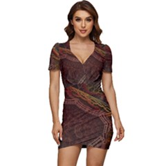 Fractal Pattern Geometric Pattern Low Cut Cap Sleeve Mini Dress