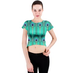 Gradient Art Deco Pattern Design Crew Neck Crop Top by artworkshop