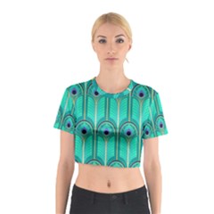 Gradient Art Deco Pattern Design Cotton Crop Top