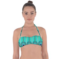 Gradient Art Deco Pattern Design Halter Bandeau Bikini Top by artworkshop