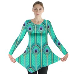 Gradient Art Deco Pattern Design Long Sleeve Tunic  by artworkshop