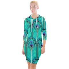 Gradient Art Deco Pattern Design Quarter Sleeve Hood Bodycon Dress