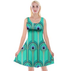 Gradient Art Deco Pattern Design Reversible Velvet Sleeveless Dress