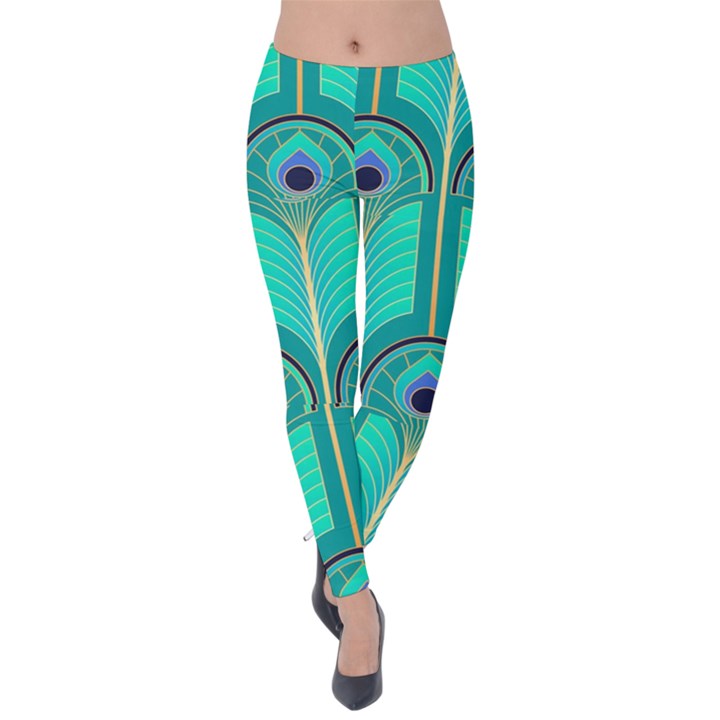 Gradient Art Deco Pattern Design Velvet Leggings